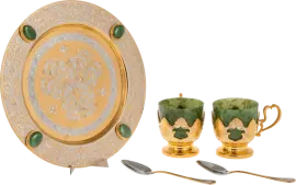 Чайный набор из нефрита "Дуэт" на 2 персоны, Златоуст